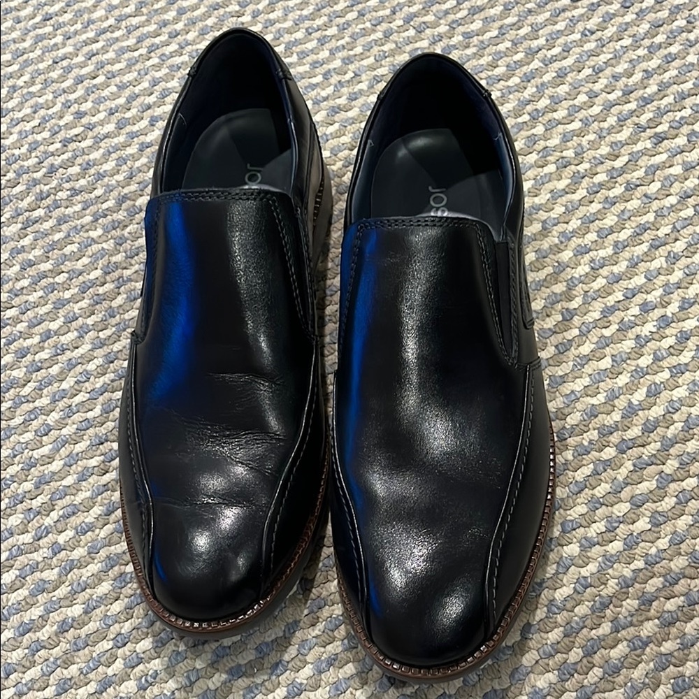 Sleek Black Leather Slip-On Loafers